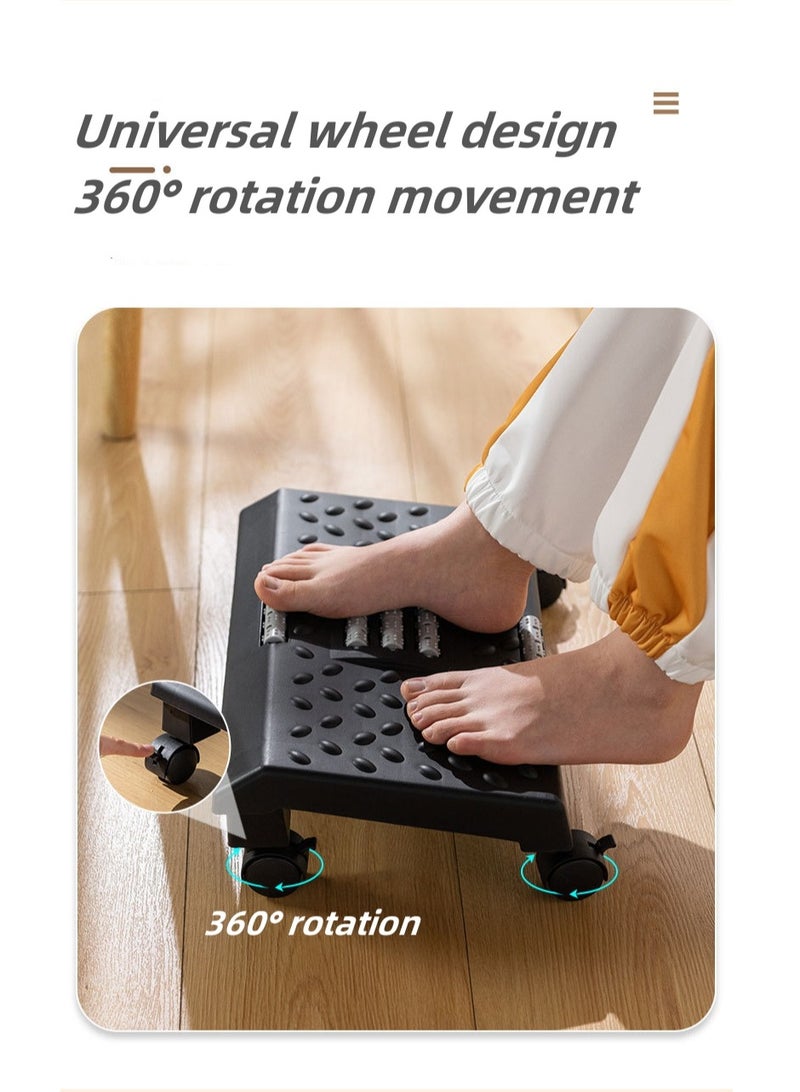 XiuWoo 360 ° Rotatable Foot Rest Under Desk Ergonomic Sturdy Office Footrest Black Foot Stool with Massage Surface and Roller Non Slip Bottom Feet Desk Support for Home Office Daily Work Supplies - Image 2
