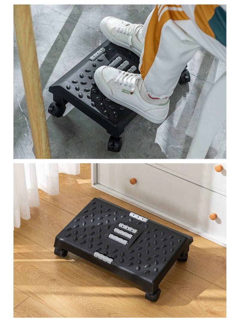 XiuWoo 360 ° Rotatable Foot Rest Under Desk Ergonomic Sturdy Office Footrest Black Foot Stool with Massage Surface and Roller Non Slip Bottom Feet Desk Support for Home Office Daily Work Supplies - Image 5