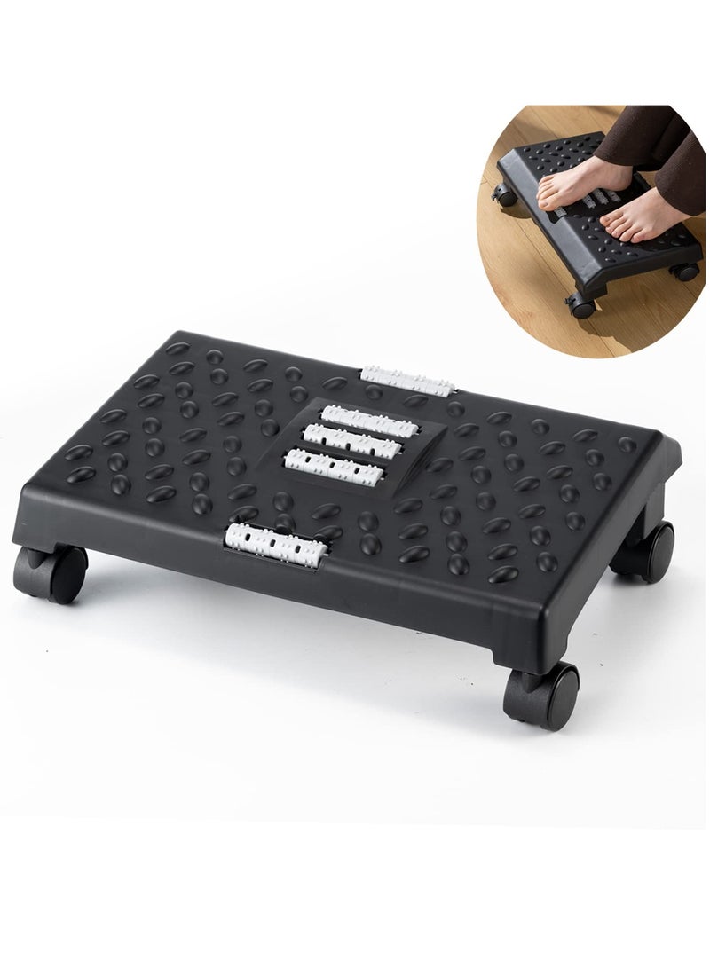XiuWoo 360 ° Rotatable Foot Rest Under Desk Ergonomic Sturdy Office Footrest Black Foot Stool with Massage Surface and Roller Non Slip Bottom Feet Desk Support for Home Office Daily Work Supplies - Image 1
