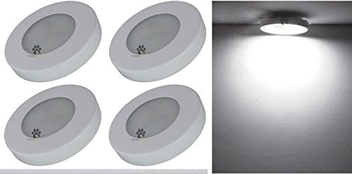 Mufasa Aluminium 3 Watt White Body 6Cm Led Surface Panel, Cabinet, Wardrobe Light, Slim Round Style Flush Mount Ceiling Lamp, Pack Of 4 (White) - Image 1