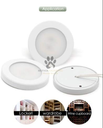 Mufasa Aluminium 3 Watt White Body 6Cm Led Surface Panel, Cabinet, Wardrobe Light, Slim Round Style Flush Mount Ceiling Lamp, Pack Of 4 (White) - Image 2