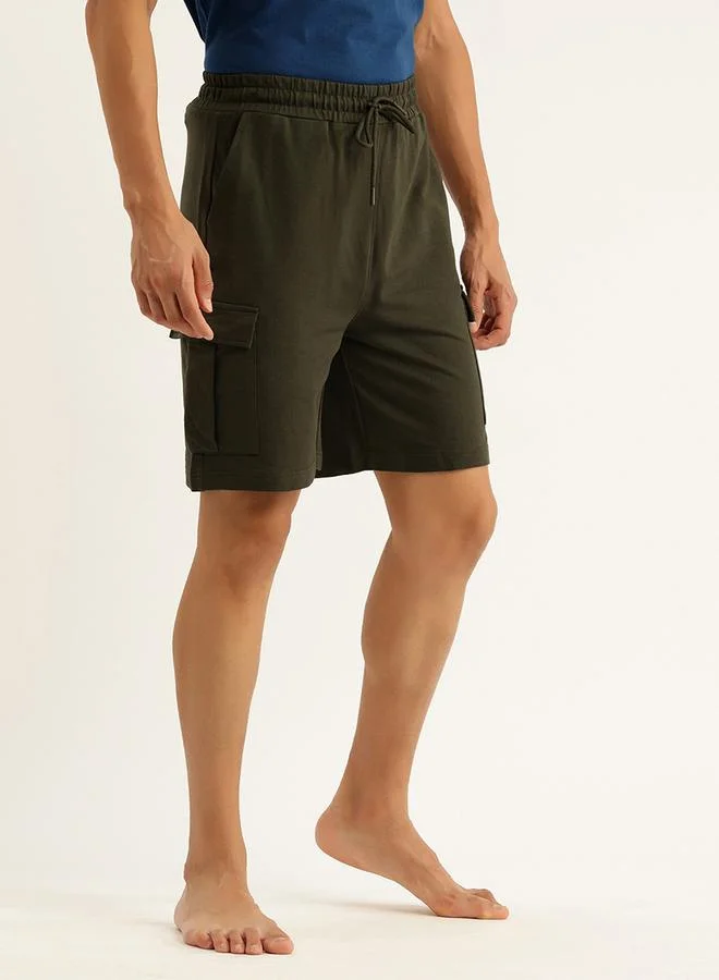 John Players  Men Green Cotton Cargo Shorts for Men | Best Price UAE