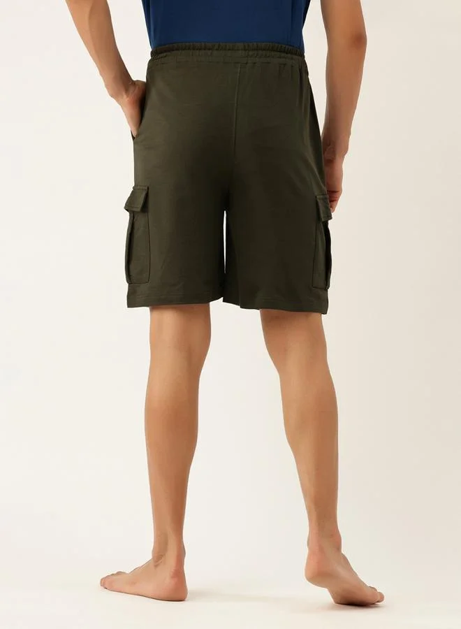 John Players  Men Green Cotton Cargo Shorts for Men | Best Price UAE