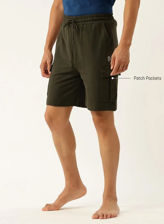 John Players  Men Green Cotton Cargo Shorts for Men | Best Price UAE