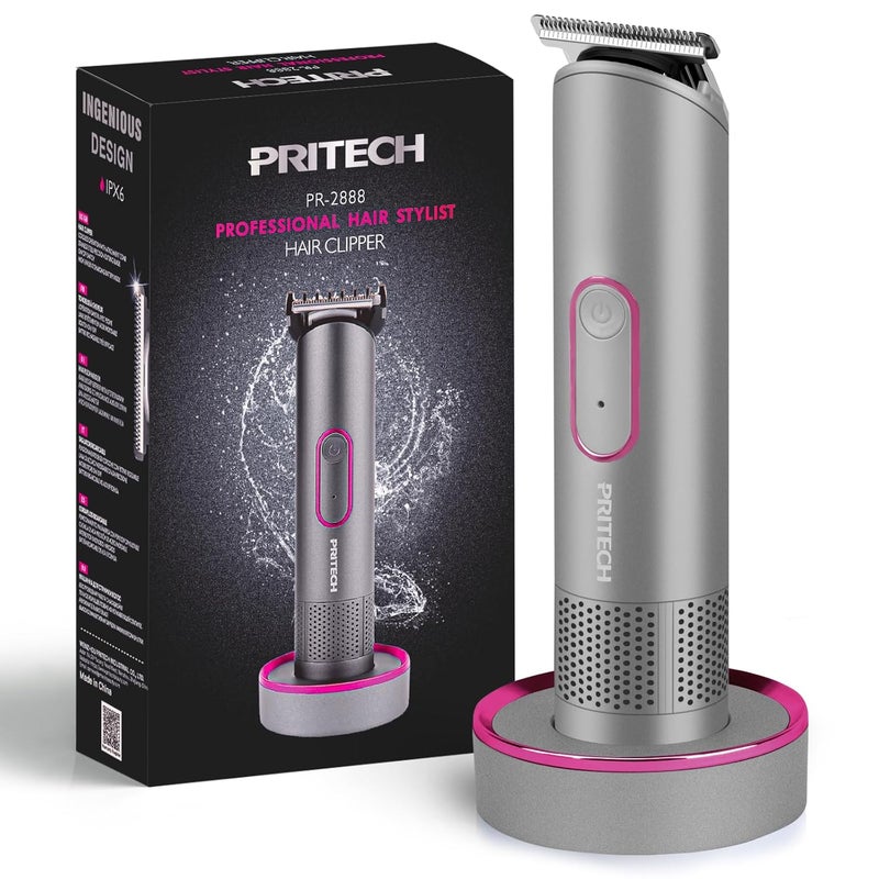 PRITECH Hair Trimmer for Women Bikini Trimmer for Women for Wet  Dry Use Rechargeable Pubic Hair Trimmer Women Women Electric RazorShaver with Standing Recharge Dock Gifts for Women Aurora Gray