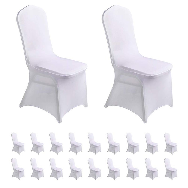 LZY 20pcs Spandex Chair Cover Stretch Slipcovers for Wedding Party Dining Banquet Chair Decoration Covers White 20
