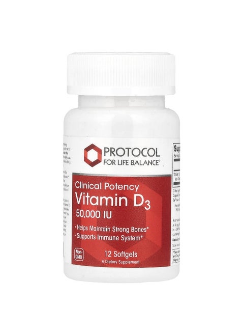 Protocol for Life Balance, Vitamin D3, Clinical Potency, 50,000 IU, 12 Softgels