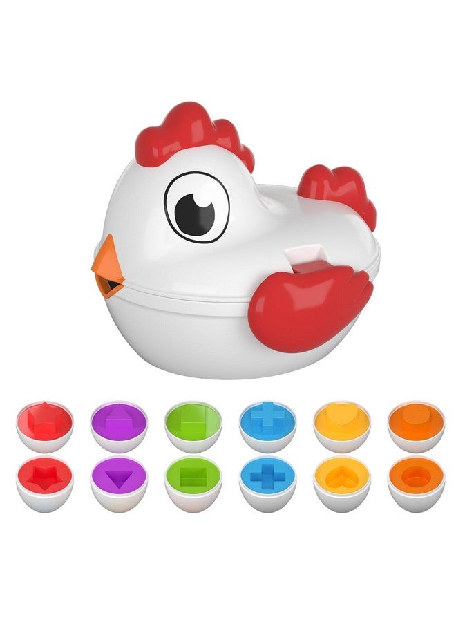 TEMI Toddler Chicken Easter Eggs Toys - Color Matched Game Shape Sorter With 6 Toy Eggs For Kids, Fine Motor Skills Sensory Toys, Educational Gifts For 3 4 5 6 Girls Boys Baby - Image 1