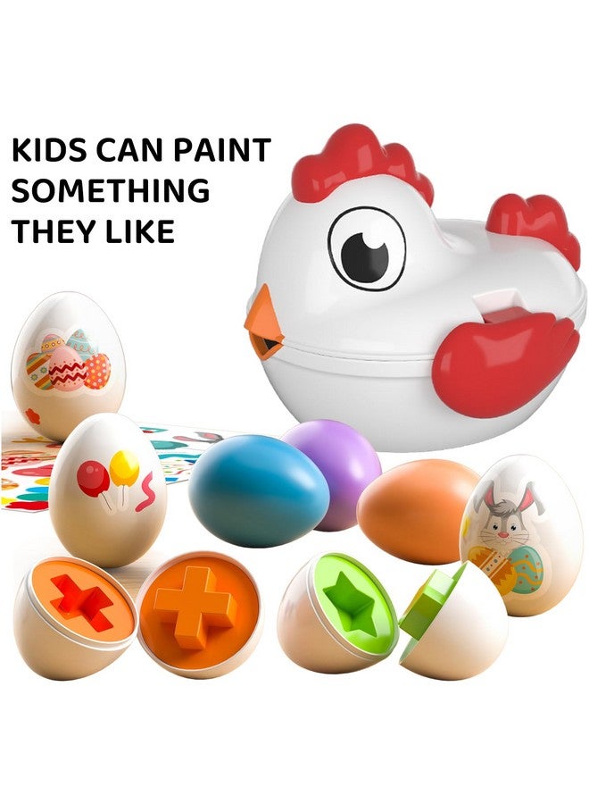TEMI Toddler Chicken Easter Eggs Toys - Color Matched Game Shape Sorter With 6 Toy Eggs For Kids, Fine Motor Skills Sensory Toys, Educational Gifts For 3 4 5 6 Girls Boys Baby - Image 5