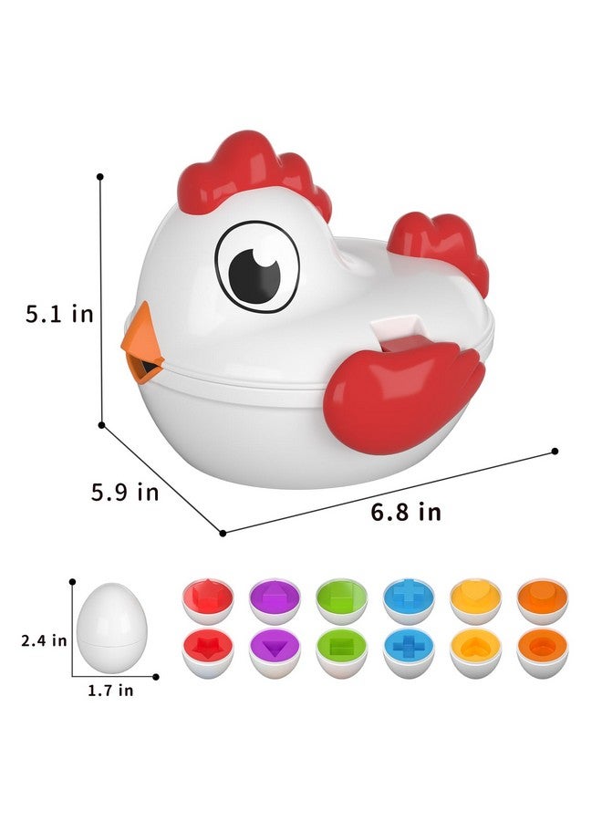 TEMI Toddler Chicken Easter Eggs Toys - Color Matched Game Shape Sorter With 6 Toy Eggs For Kids, Fine Motor Skills Sensory Toys, Educational Gifts For 3 4 5 6 Girls Boys Baby - Image 2
