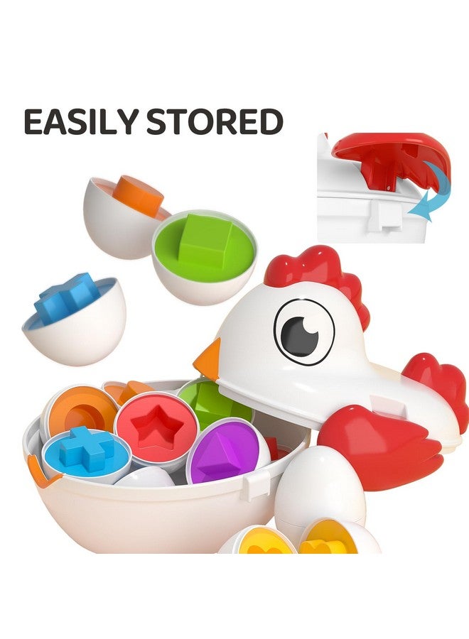 TEMI Toddler Chicken Easter Eggs Toys - Color Matched Game Shape Sorter With 6 Toy Eggs For Kids, Fine Motor Skills Sensory Toys, Educational Gifts For 3 4 5 6 Girls Boys Baby - Image 3