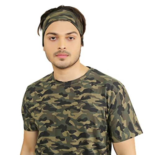 SOUL eTHICS Premium Cotton Headband Gym, Sports, Yoga, Running, Hair, Elastic Headband for Men and Women with Non-Slip Fabric, Freesize (Army Print) - Image 2