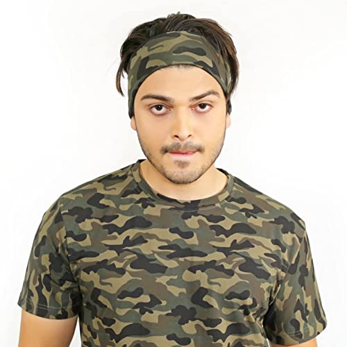 SOUL eTHICS Premium Cotton Headband Gym, Sports, Yoga, Running, Hair, Elastic Headband for Men and Women with Non-Slip Fabric, Freesize (Army Print) - Image 4