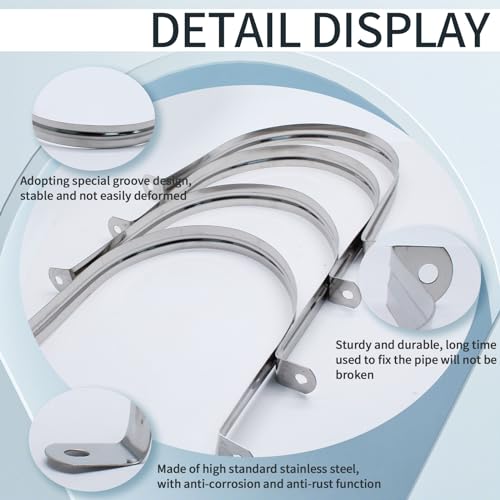 Jersvimc 10Pcs M63 Stainless Steel Conduit Clamps, 2-1/2 inch Two Hole Strap U Bracket Rigid Pipe Strap Metal U Clamp Conduit Strap Tension Clips U-tube Clamp Heavy Duty - Image 2
