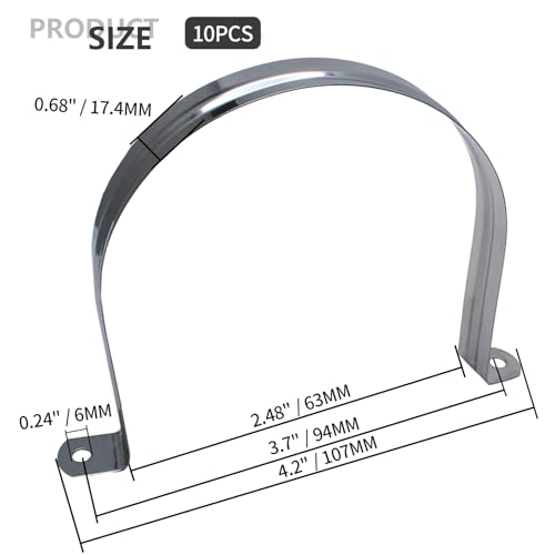 Jersvimc 10Pcs M63 Stainless Steel Conduit Clamps, 2-1/2 inch Two Hole Strap U Bracket Rigid Pipe Strap Metal U Clamp Conduit Strap Tension Clips U-tube Clamp Heavy Duty - Image 3