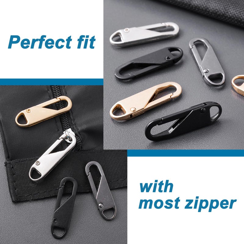 OYNUO 12 PCS Zipper Pull Replacement (Upgraded Metal Spring Design), Detachable Zipper Repair Tabs for Luggage, Backpacks, Jackets, Boots - 4 Colors (Black, Silver, Gold, Gray) - Image 5