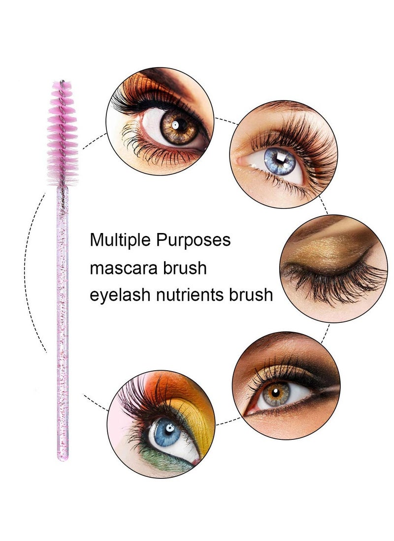 100PCS Disposable Eyelash Brush, Mascara Wands Makeup Brushes Applicators Kits for Eyelash Extensions and Eyebrow with Container (Light Pink)
