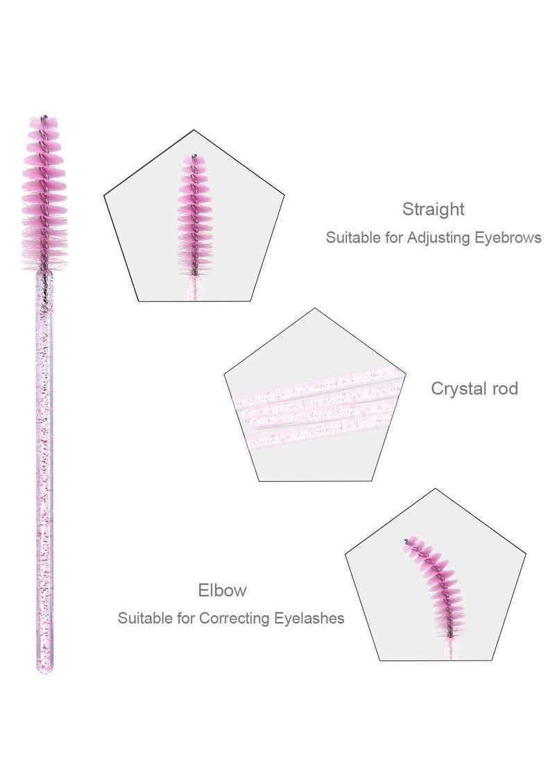 100PCS Disposable Eyelash Brush, Mascara Wands Makeup Brushes Applicators Kits for Eyelash Extensions and Eyebrow with Container (Light Pink)