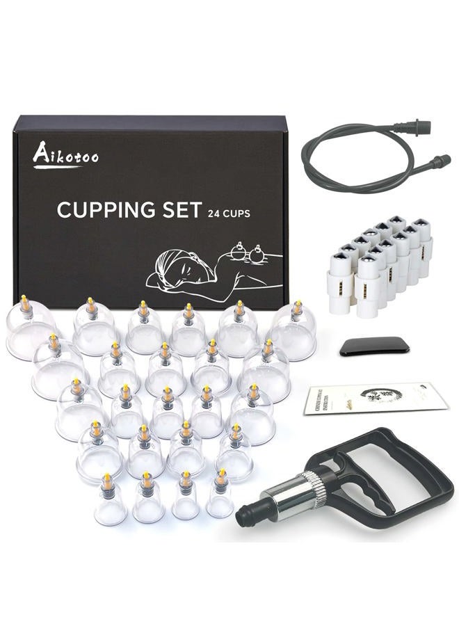 AIKOTOO Cupping Set Massage Therapy Cups Cupping Kit for Body Cellulite 24 Suction Cups - Image 1