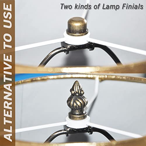 QVQCWD Lamp Shade Harp Holder,8 Inch Bronze Lamp Harp Kit,Fit Both Standard Lamp Rod and E26 Light Base UNO Fitter Adapter,2 Shade Attaching Finial Top Included,Antique Brass Horn Frame Lampshade Bracket - Image 4