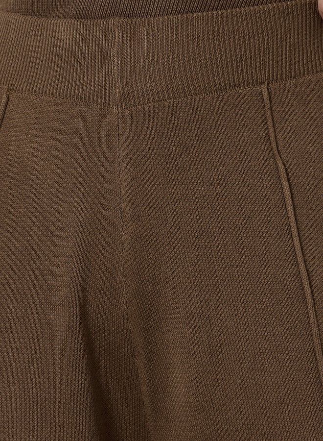 Styli Brown Wide Leg Flat Knit Pants - Image 3