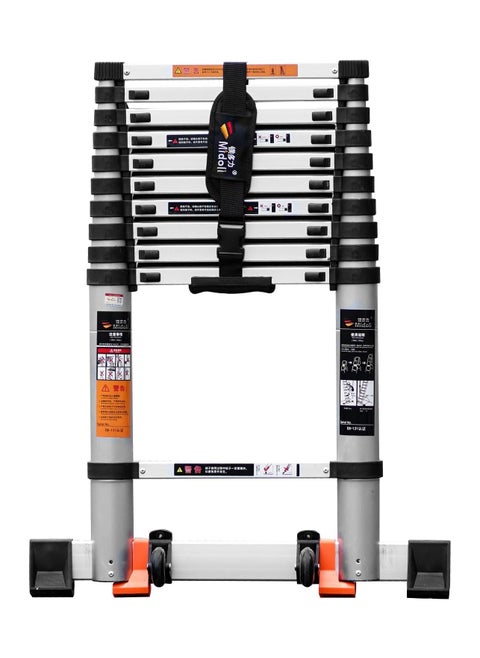 Aluminum Telescopic Ladder Multi-Purpose Extendable 3.5M Telescopic Ladder with Non-Slip Stair and Wheels 150kg Capacity