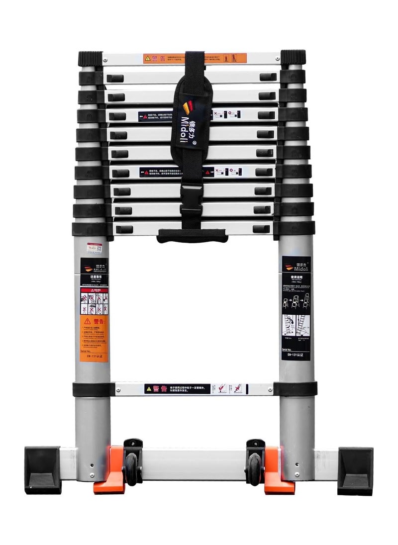 Generic - Aluminum Telescopic Ladder Multi-Purpose Extendable 3.5M Telescopic Ladder with Non-Slip Stair and Wheels 150kg Capacity - Image 1