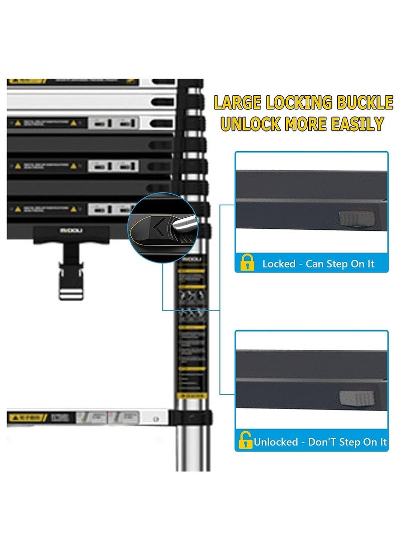 Generic - Aluminum Telescopic Ladder Multi-Purpose Extendable 3.5M Telescopic Ladder with Non-Slip Stair and Wheels 150kg Capacity - Image 1