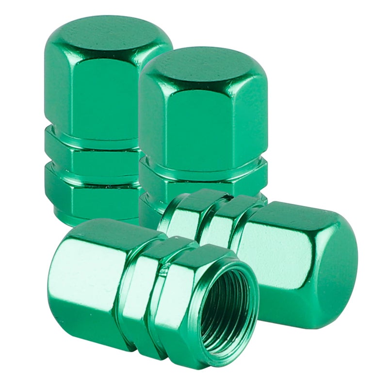 alpmosn Aluminum Tire Stem Valve Caps Wheel Valve Covers Car Dustproof Tire Cap Cover Accessories Universal for SUV Car Bike and Motorcycle Hexagon Shape 4PCS Green - Image 3