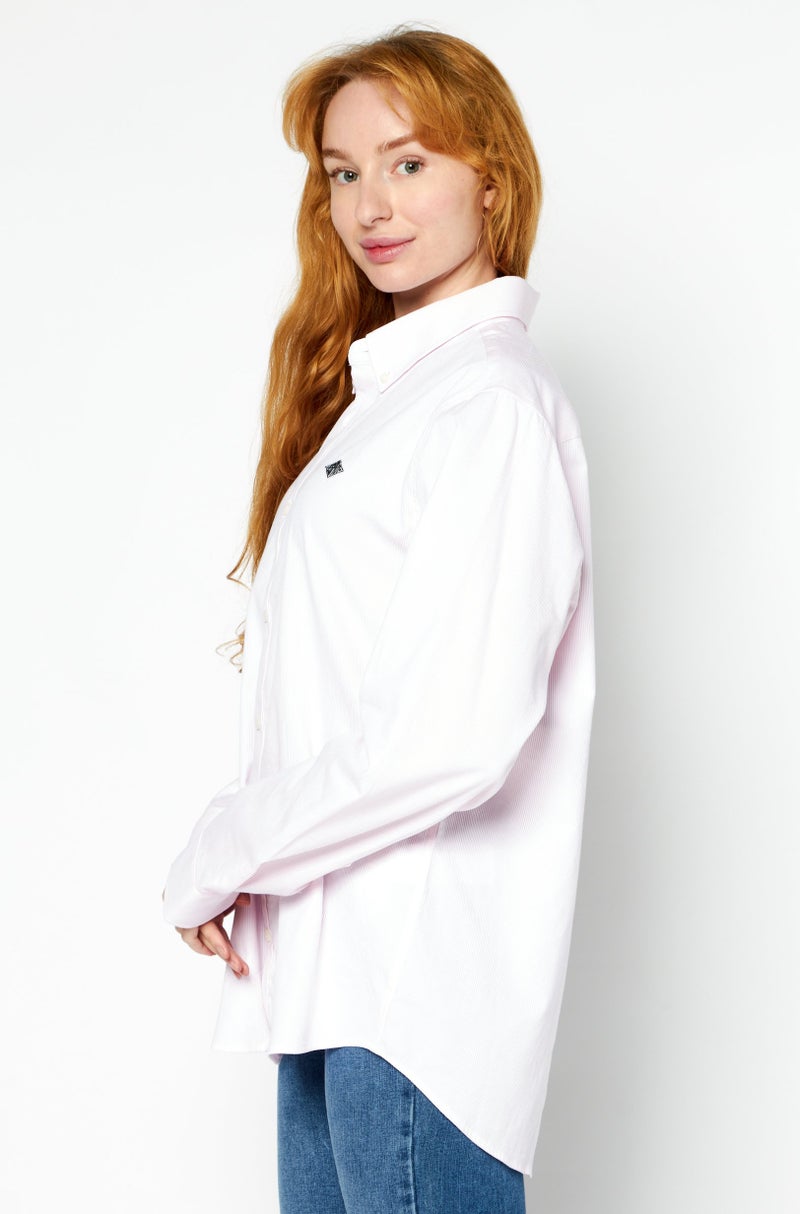 ESPRIT قميص نسائي عادي بأكمام طويلة مخطط كاجوال، وردي - Image 2