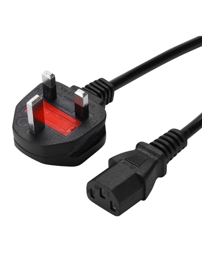(3m) UK Computer Power Cable, Black Replacement AC Power Cord, Kettle Lead / UK Power Cord, PC Power Supply Cable, TV/Monitor Power Cable - Image 1