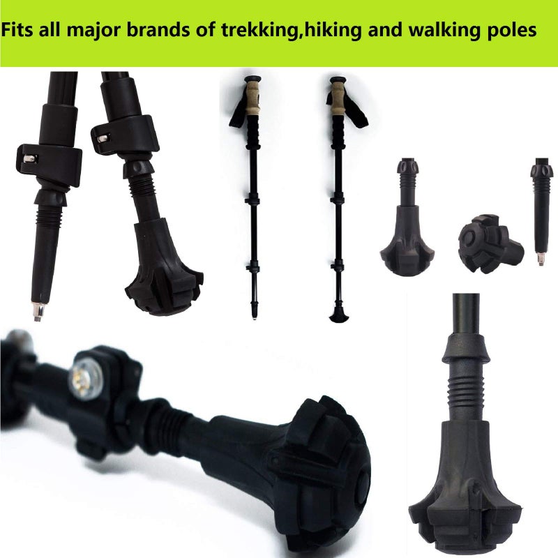 Monfasye Trekking Poles Tips, Rubber Hiking Sticks End Caps Protectors Replacement Accessorie Fit Most Hiking Trekking Walking Canes (12 Pack) - Image 5