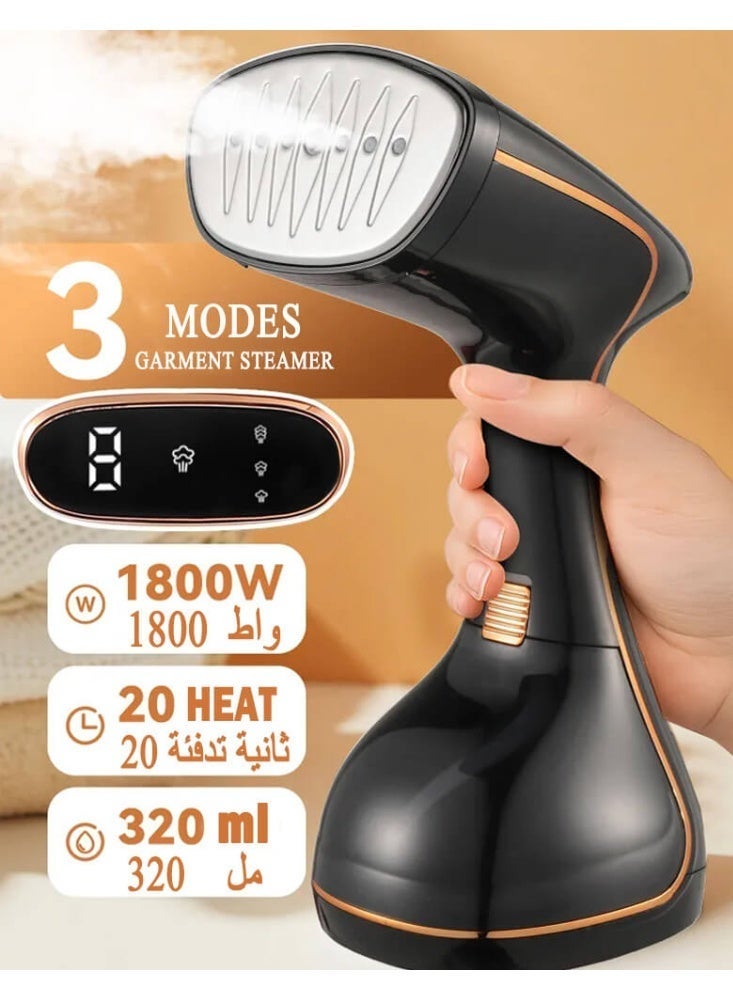 SOGAR SHAMO مكواة بخار للملابس، مكواة بخار محمولة عالية الطاقة، مكواة بخار يدوية، 9 ثوانٍ، تسخين سريع، مزيل التجاعيد - 1800 واط 320 مل - Image 1