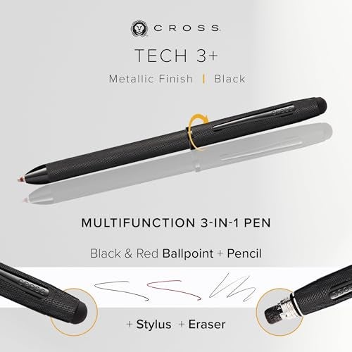 Cross Tech3 Refillable MultiFunction Ballpoint Pen with Stylus Medium Ballpen and Pencil Includes Premium Gift Box Brushed Black - Image 3