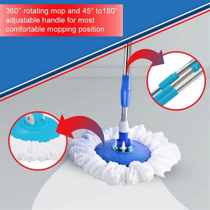 Kleeno Cello Kleeno Spin Mop Handle Set Round Mop for Cleaning Wiping Floor 360 Degree Rotation Mop Blue - Image 3