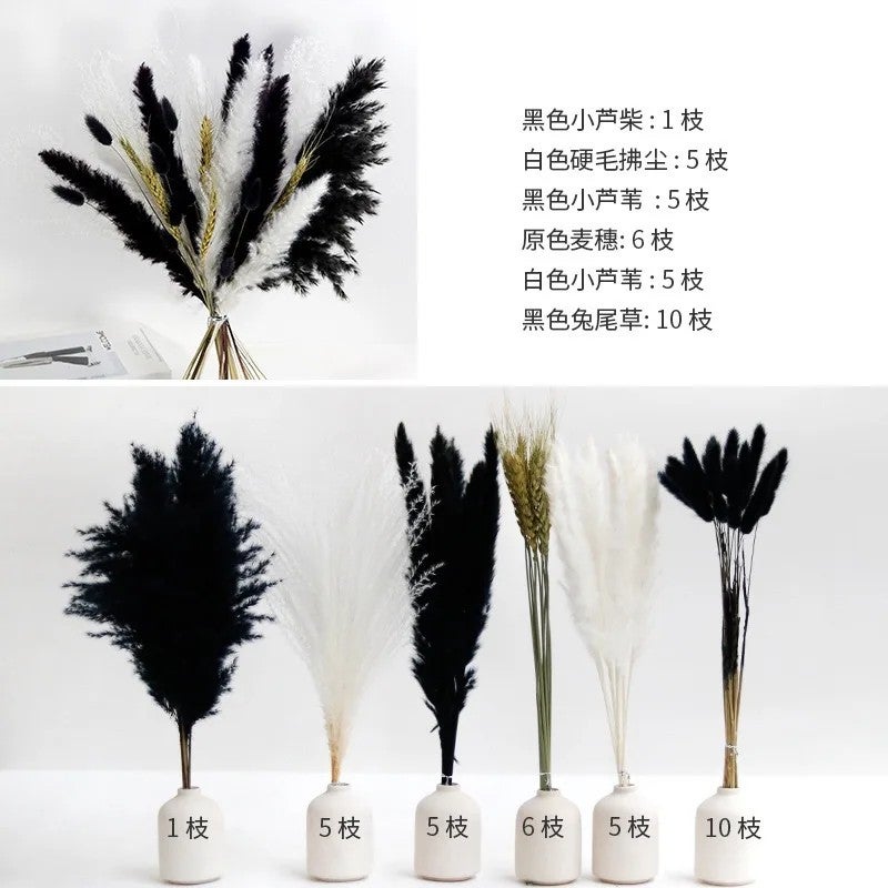 Bluejw Dried Pampas Grass Bouquet Set - Natural Dried Flowers Eucalyptus Reed Arrangement for Home Decor, VP-YNRS001 - Image 1