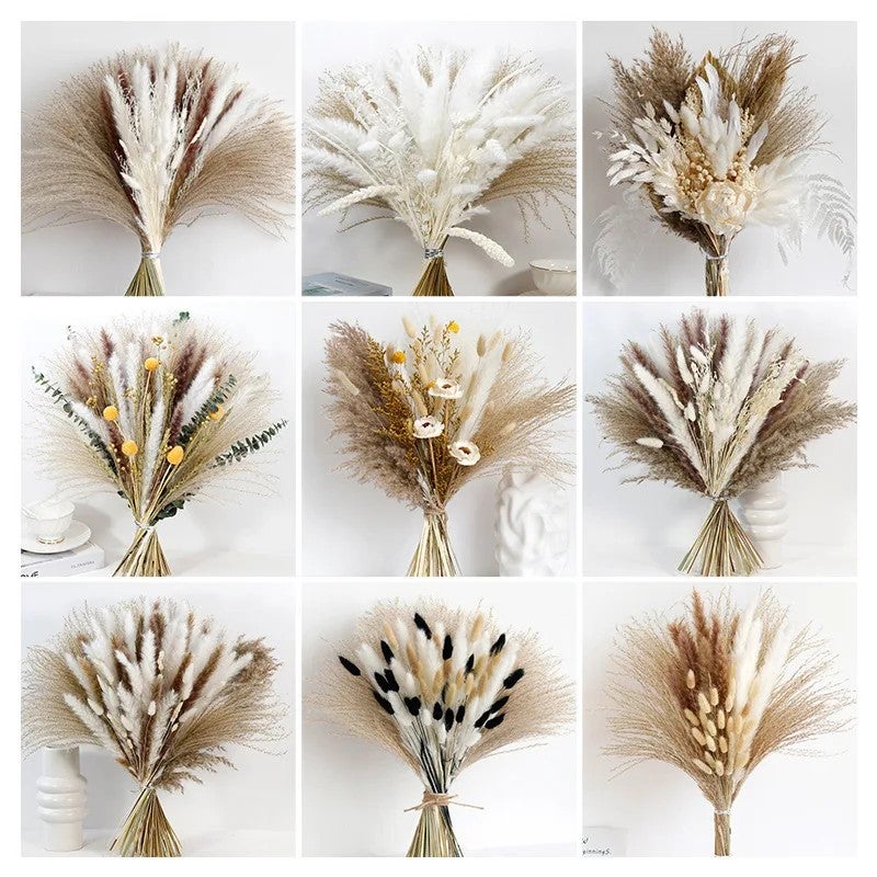 Bluejw Dried Pampas Grass Bouquet Set - Natural Dried Flowers Eucalyptus Reed Arrangement for Home Decor, VP-YNRS001 - Image 3