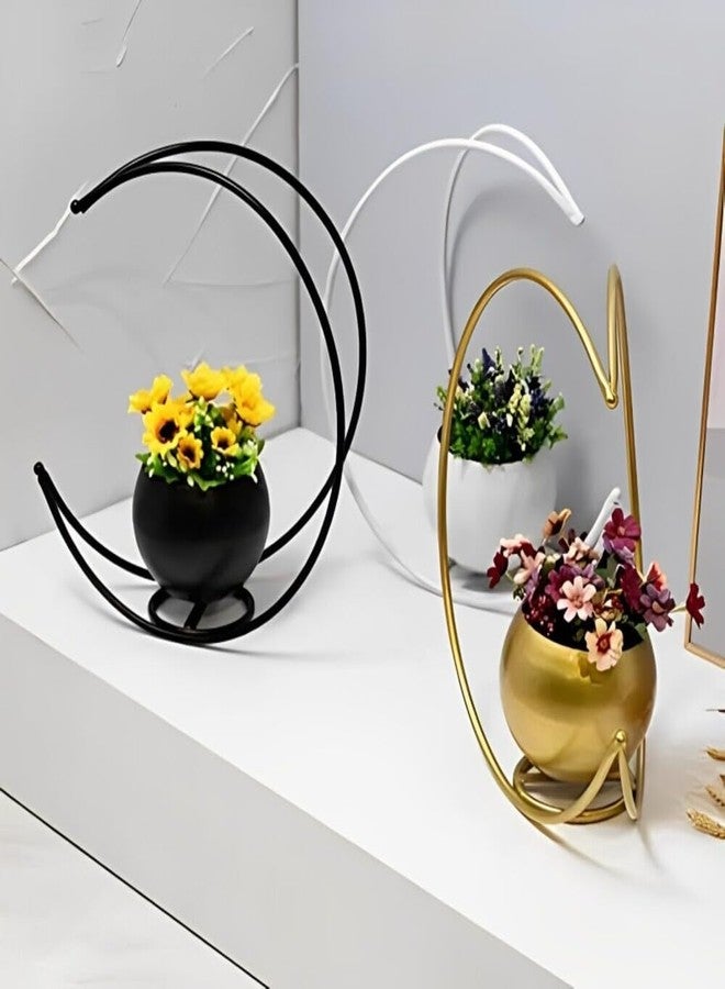 PALMY Metal Geometric Design Vase with Golden Finish - Table Decorative Flower Pot (Size 24 x 24cm) - Image 3