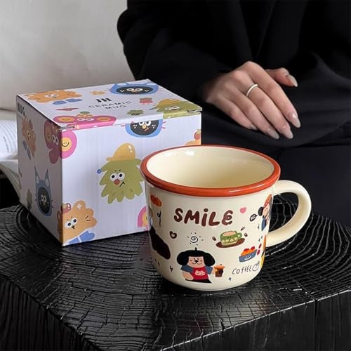 Spooky Bear Ceramic Mug – 375ml Cartoon Coffee & Tea Cup with Handle – Colorful Breakfast Cup for Kids, Women, Men – Fun Gift for Birthday, Christmas, Valentine's Day & More (Brown) - Image 1