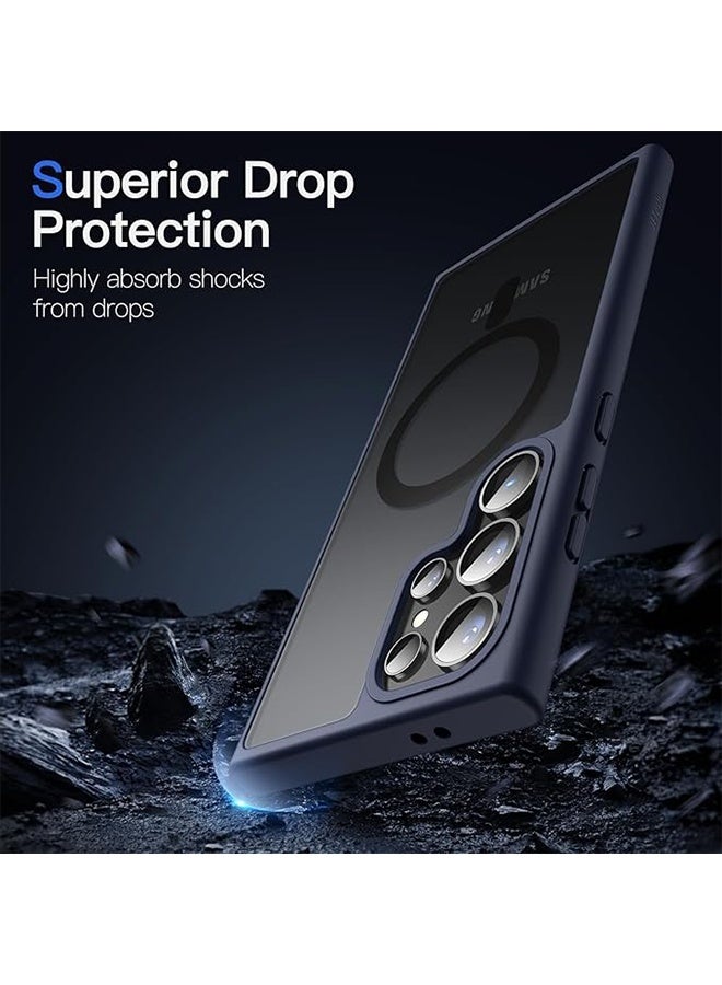 Magnetic Case for Samsung Galaxy S24 Ultra 5G, Compatible with MagSafe, Translucent Matte Back Shockproof Phone Cover (Deep Blue) - Image 5