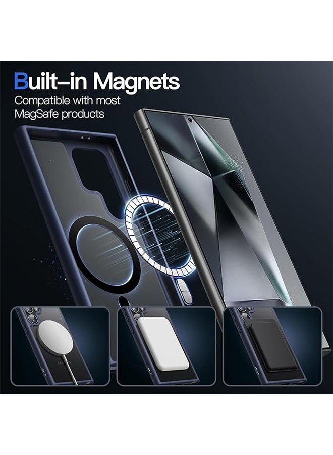 Magnetic Case for Samsung Galaxy S24 Ultra 5G, Compatible with MagSafe, Translucent Matte Back Shockproof Phone Cover (Deep Blue) - Image 3