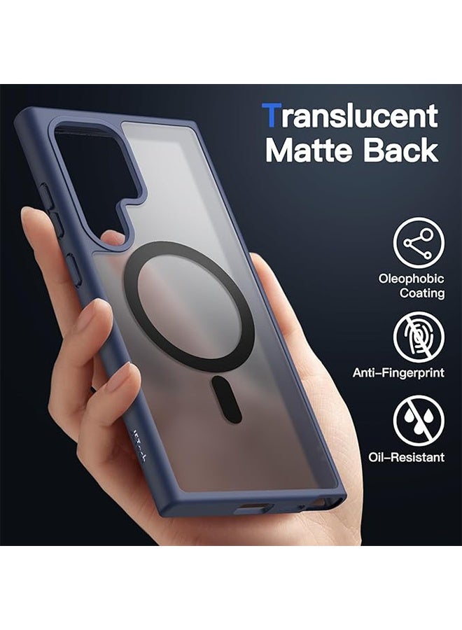 Magnetic Case for Samsung Galaxy S24 Ultra 5G, Compatible with MagSafe, Translucent Matte Back Shockproof Phone Cover (Deep Blue) - Image 4