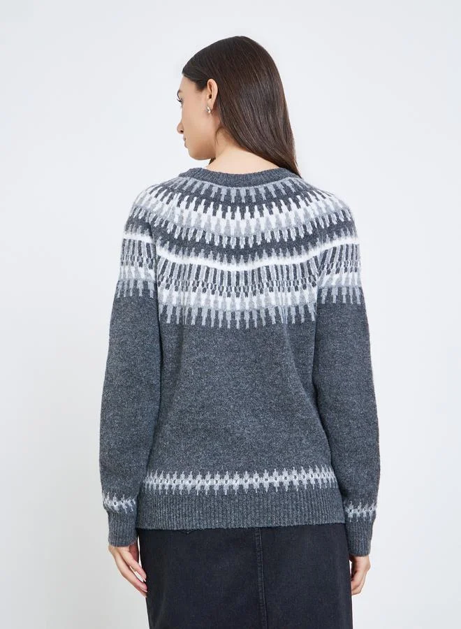 Take Two  Graphic Printed Round Neck Sweater for Women | Best Price UAE