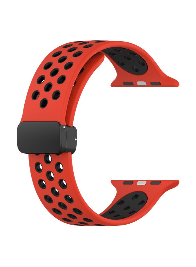 LS For Apple Watch Ultra Apple 1-10 Generations Universal Magnetic Buckle Nike Breathable Two-color Strap - Image 1