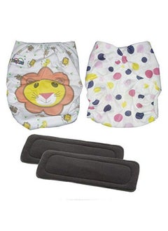 Baby Reusable Cloth Diaper Nappies With Multi Layered Microfiber Insert Pad Free Size Combo (Set Of 2) For Newborn Toddler Infant (Printed ; Assorted Colours)