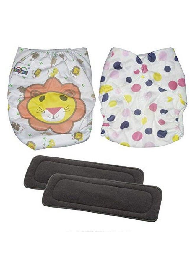 Chinmay Kids Baby Reusable Cloth Diaper Nappies With Multi Layered Microfiber Insert Pad Free Size Combo (Set Of 2) For Newborn Toddler Infant (Printed ; Assorted Colours)  - Image 1