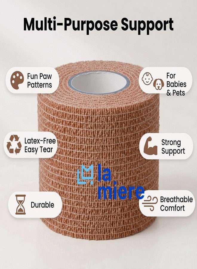LA MIERE Self Adherent Cohesive Bandage 2" x 5 Yards, 8 Pack Natural – Full-Length Assurance, Hypoallergenic Latex-Free, Hand-Tearable No-Residue Wrap for Skin & Pet – LA MIERE - Image 4