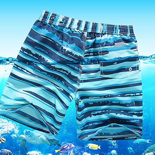 techcity Boys Swim Trunks, Quick Dry Beach Swim Shorts Little Boys Bathing Suit Swimsuit Toddler Boy Swimwear with Mesh Lining, 3-14 Years (11-12 Years, Sky Blue) - Image 2