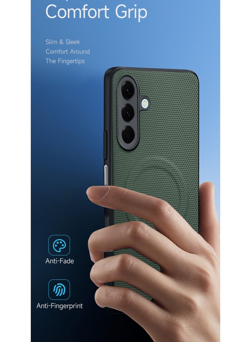 Wtech Samsung Galaxy A17 5G 2025 Premium Texture Case Magnetic Aramid Fabric Texture Designed Magsafe Case Cover (MCMPMN) - Olive - Image 2