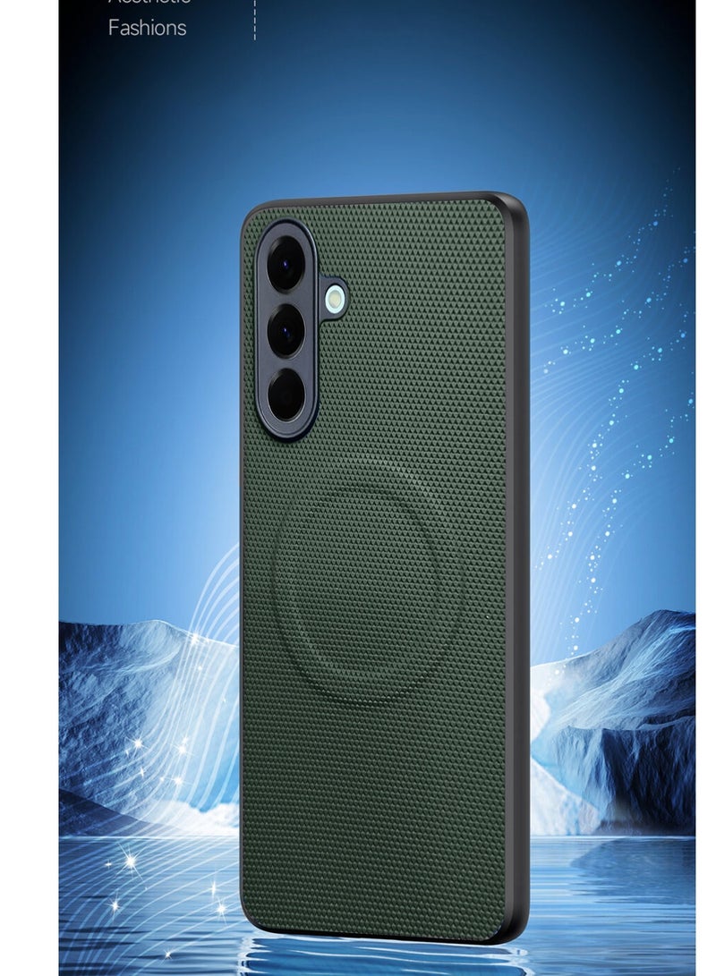 Wtech Samsung Galaxy A17 5G 2025 Premium Texture Case Magnetic Aramid Fabric Texture Designed Magsafe Case Cover (MCMPMN) - Olive - Image 4